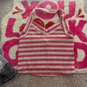Striped Red and White Kids Halter Top